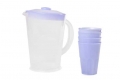 džbán na vodu 1,5L + 4 poháre 0,25L, plast